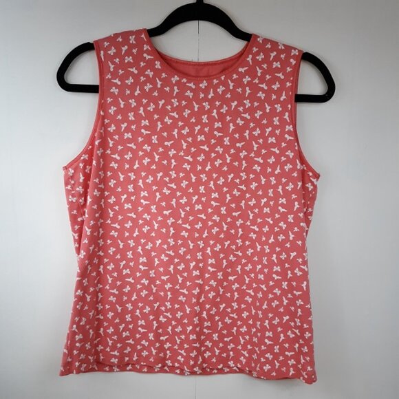 Christopher and Banks Tank Top Women's Large GUC Butterflies Birds Shirt PEACH - Picture 6 of 6